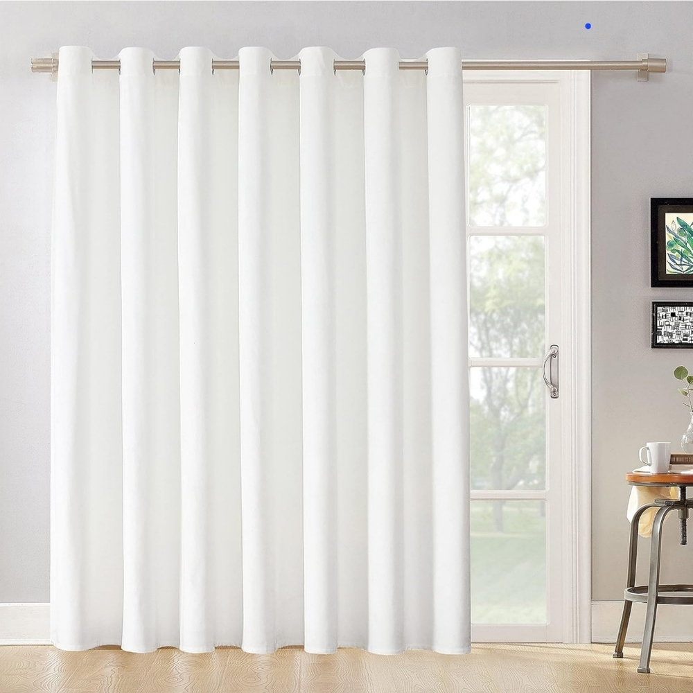 Room Divider Curtain Grommet,White‎ Velvet  106Wx96L (1 Panel)